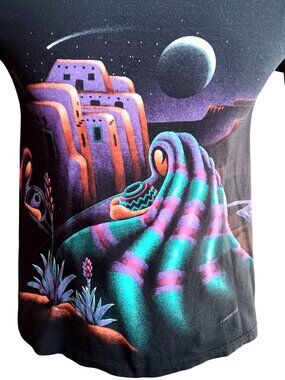 True Vintage Single Stitch T Shirt Small Habitat 90s Adobe Mexican Full Wrap